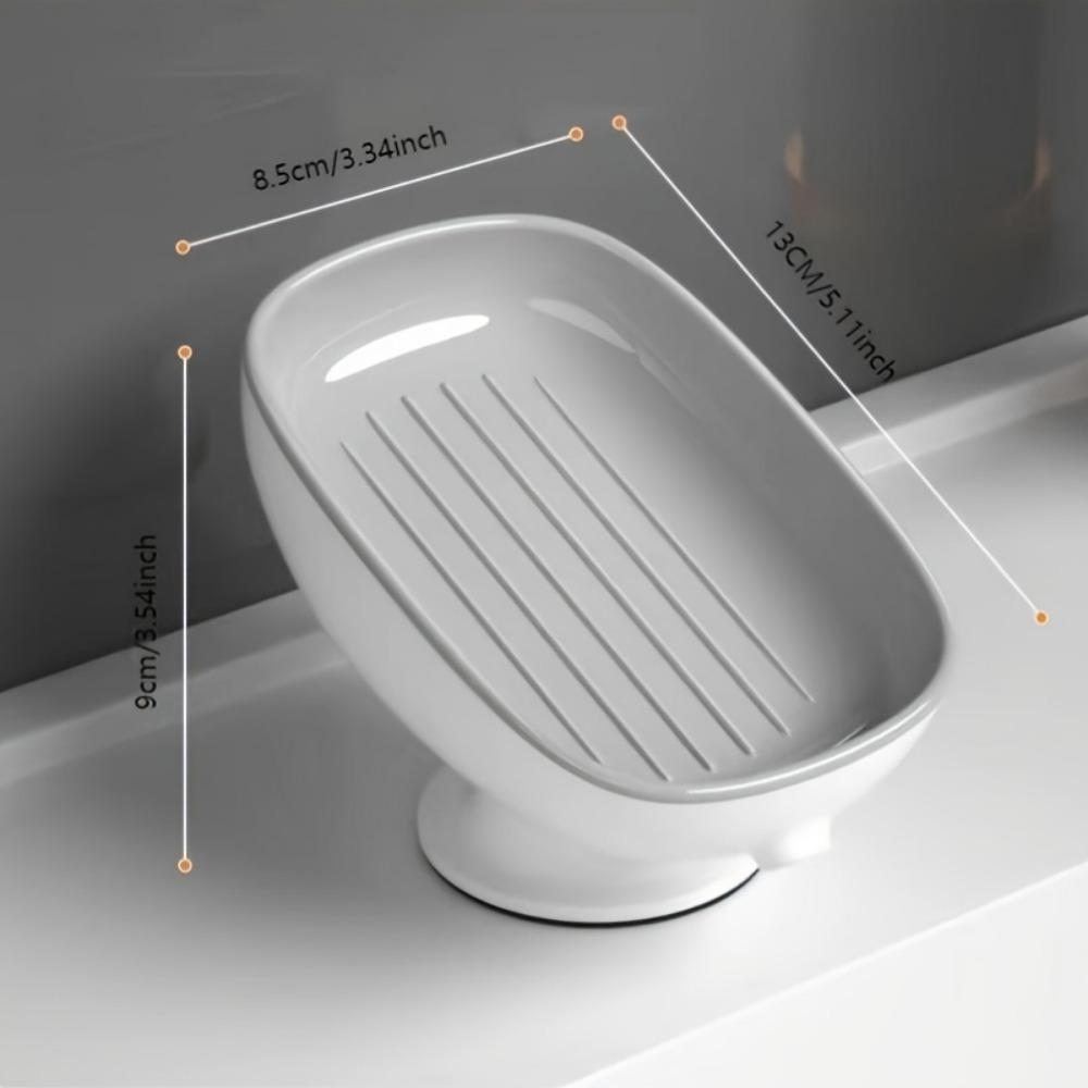 Oval Shaped Soap Dish with Drain, 1 Count Removable Soap Bar Holder, Soap Bar Drain Rack for Home Bathroom Dormitory Hotel Soap Tray