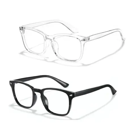 Unisex Full Rim PC Gaming Glasses - Fashionable Rectangle Lightweight Frames, Blue Light Blocking Transparent Lenses, for Daily Use & TV Viewing