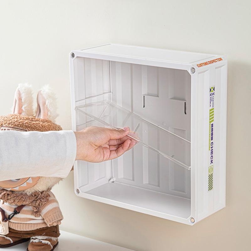 Plush Pendants Wall Hanging, Detachable Dividers, Magnetic Transparent Door, Suitable for Figurines, Dolls, Watches, Jewelry Display, Clear Organizer