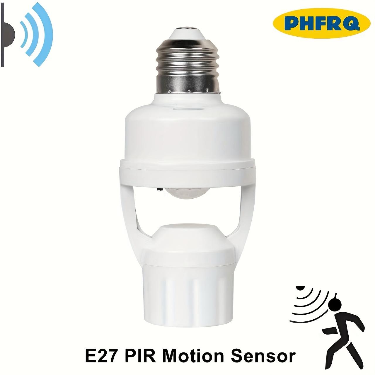 Motion Sensor E27 Light Socket Converter, Adjustable Delay Time Switch, Color Temperature Control E27 Base Bulb Adapter for Home Use