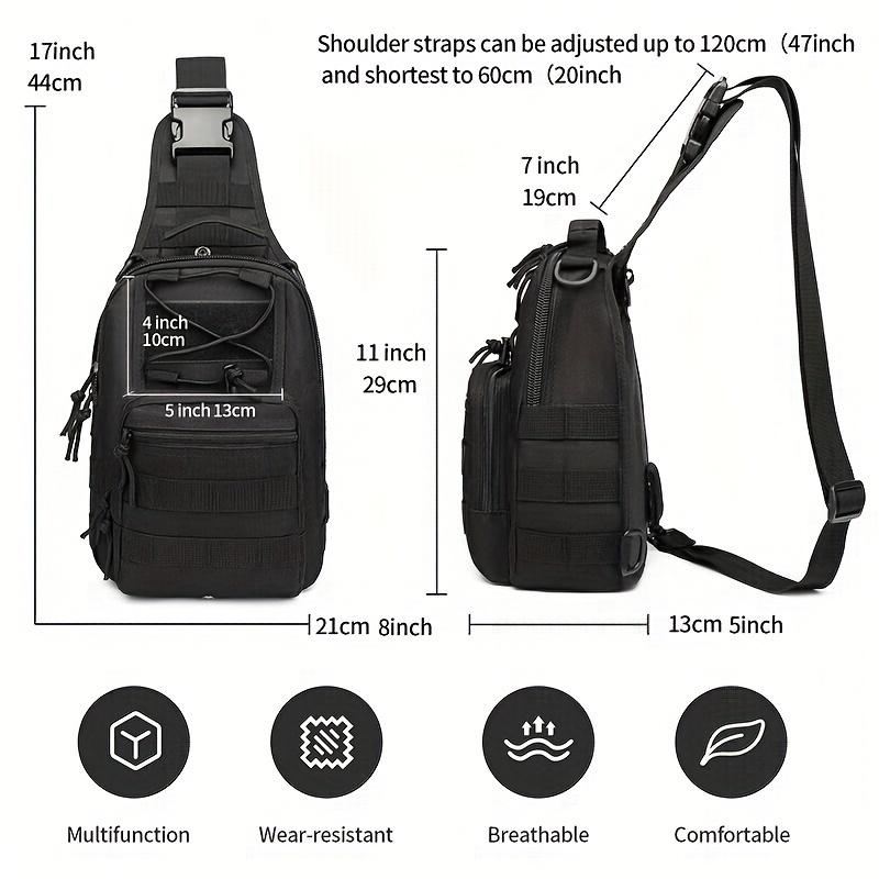 Multi-functional tactical chest pack - Adjustable shoulder straps, durable, zipper closure, breathable Oxford cloth material - Green outdoor sports crossbody bag, Molle, EDC chest pack, for hunting, fishing, camping - New Year's party, Christmas gift