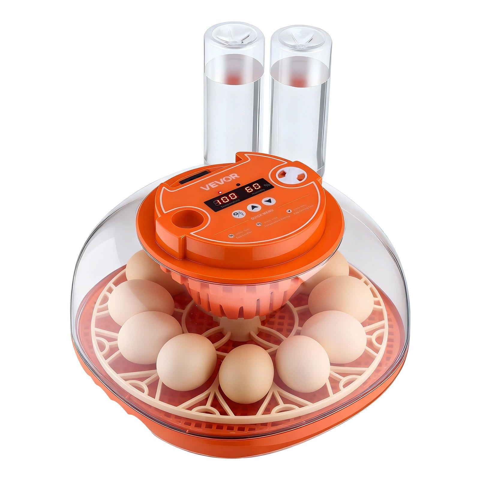 VEVOR 12 Egg Incubator, Automatic Egg Turner with LED Candler, Temperature & Humidity Control, 360 °   View Clear Window, Poultry Eggs Incubator for Home Farm, Hatching Chicks Ducks Goose Quail