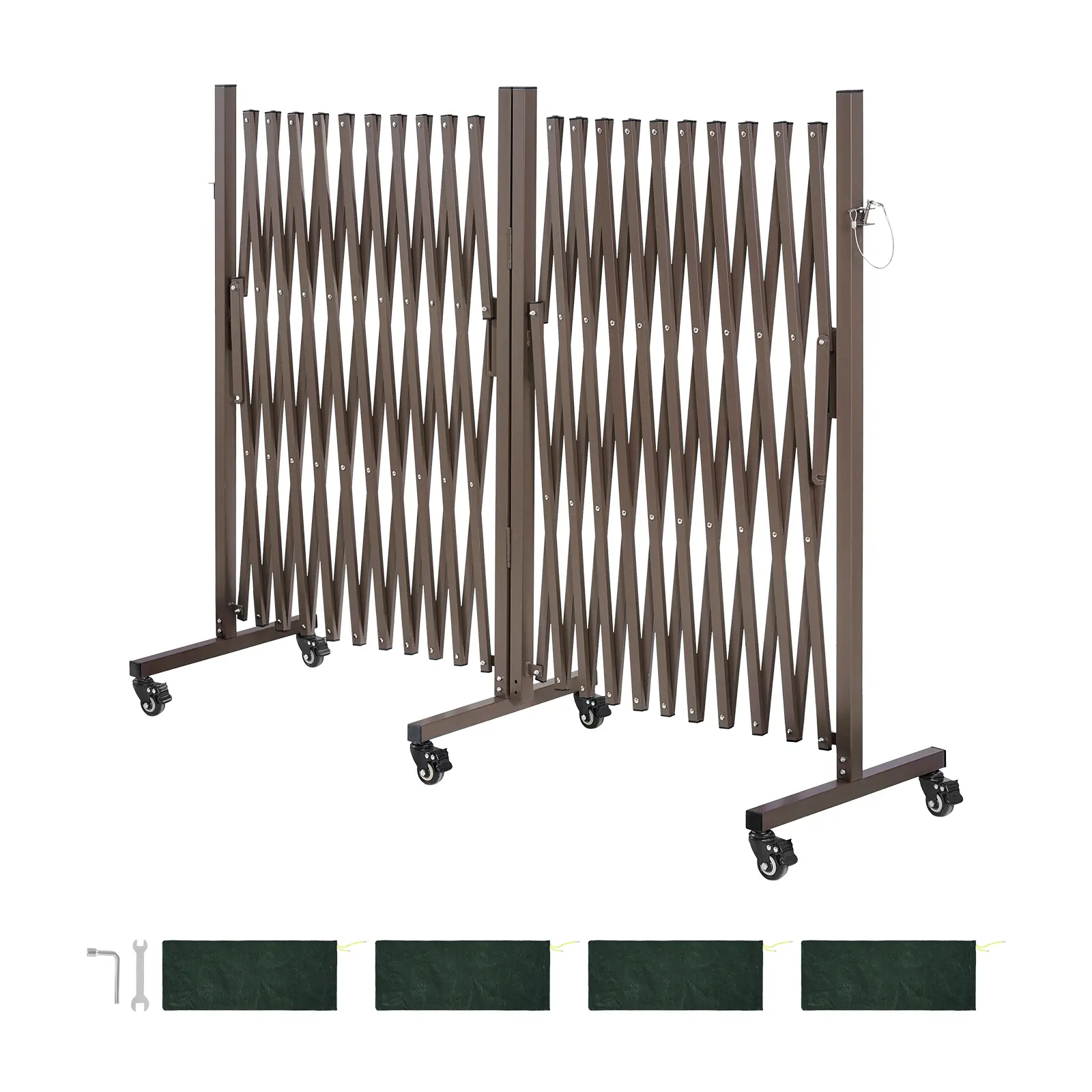 Double Expandable Barricades, 27FT Expandable Safety Barrier, 0-180° Rotatable Mobile Barricade with Locking Casters, Portable Folding Security Gate Traffic Fence for Patio Garden Stairway