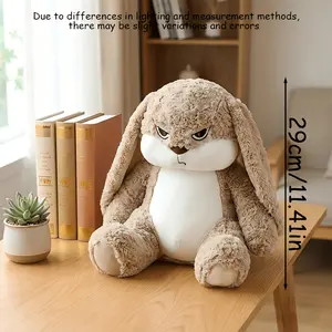 Soft Rabbit Plush Toy Cute Bunny Doll with Long Ears Pull-Face Bunny Rabbit Angry Expression for Cuddling and Playtime Home Decor Birthday Gift for Friends Easter Gift Christmas and Valentine's Day Gift