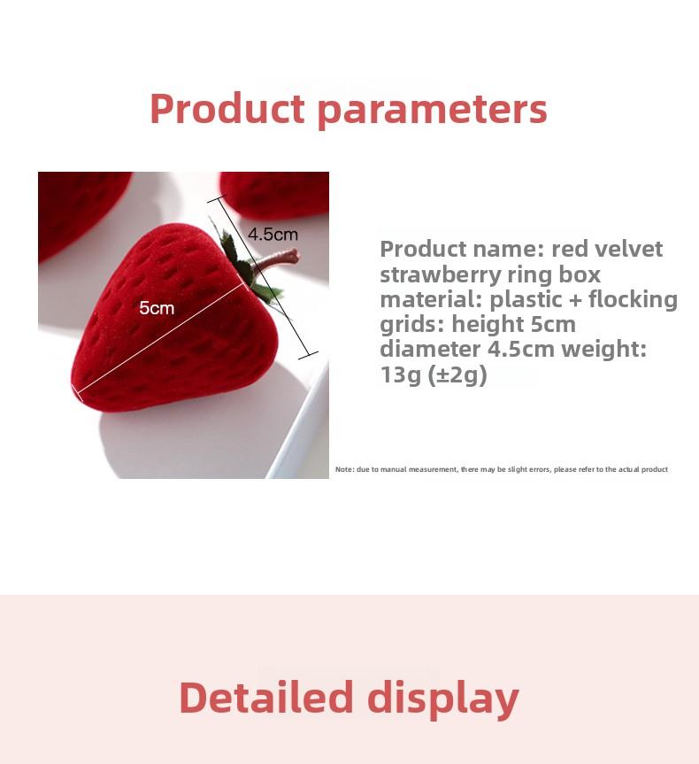 Strawberry ring box, cute children's jewelry box, velvet-lined storage gift box, accessory box, gift box