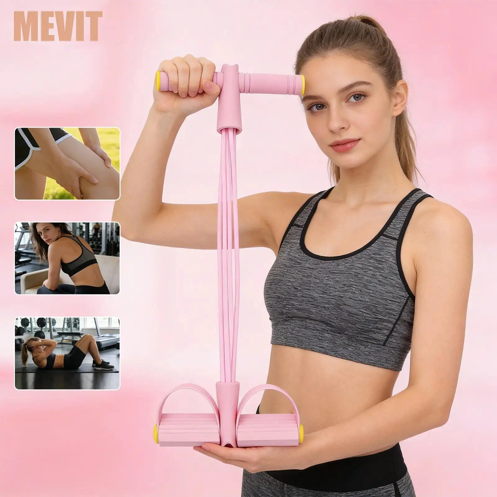 Portable Anti-Slip Elastic Pull Rope Fitness Set - High Tensile Strength, Good Elasticity, Great Stability, Sweat Absorption Abdominal Training Equipment for Adults, Home Workouts