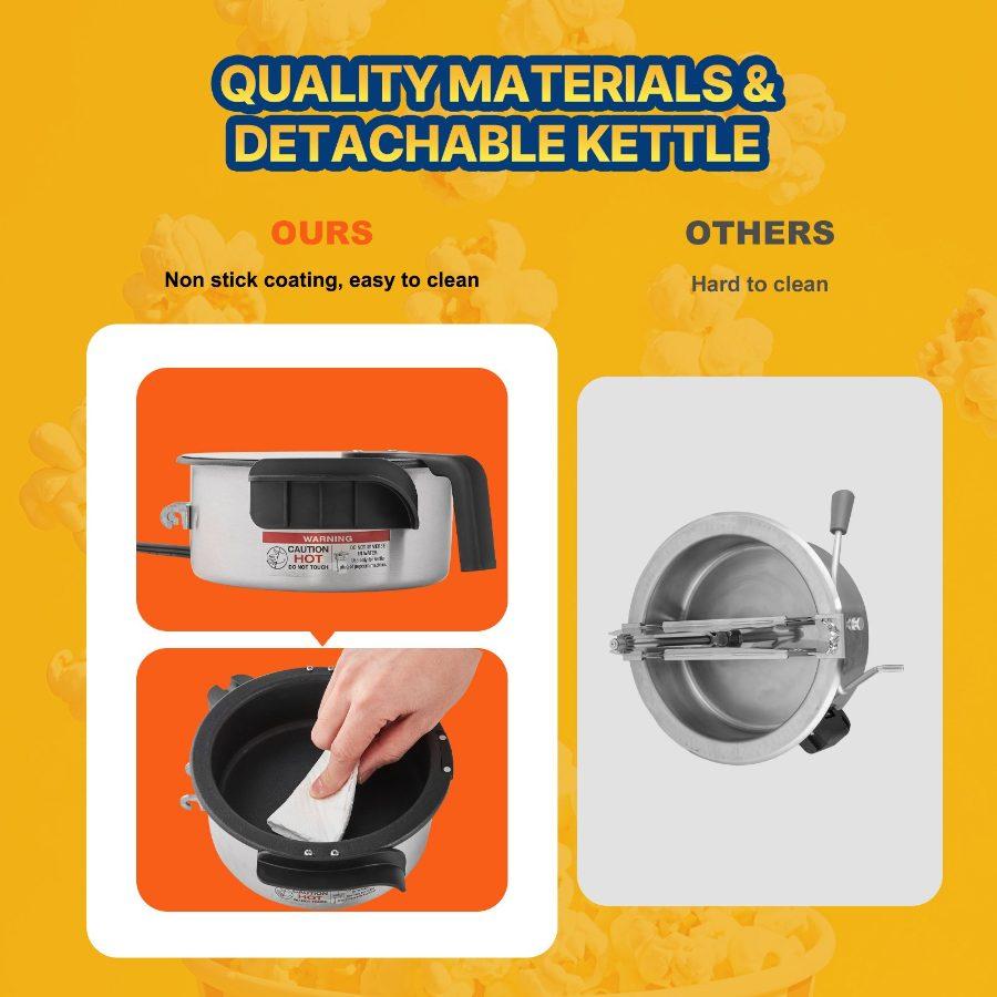 VEVOR Popcorn Maker, 480W Popcorn Popper Machine, 4 Oz Kettle Makes 1.5 Gallon per Batch, Tabletop Popcorn Maker, Includes 3 Scoops, Movie Theater Style, Red