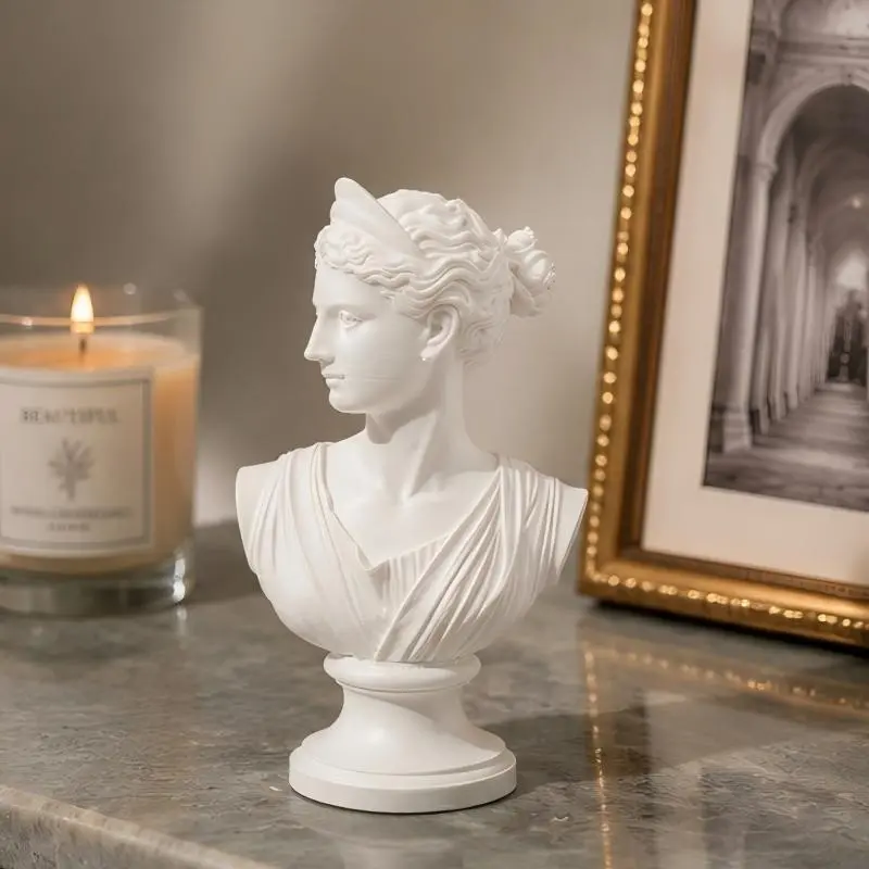 3.94inch Greek Goddess Diana Statue, Plastic Material, Elegant and Calm, Desktop Decoration for Restaurants, Cafes, Bookstores