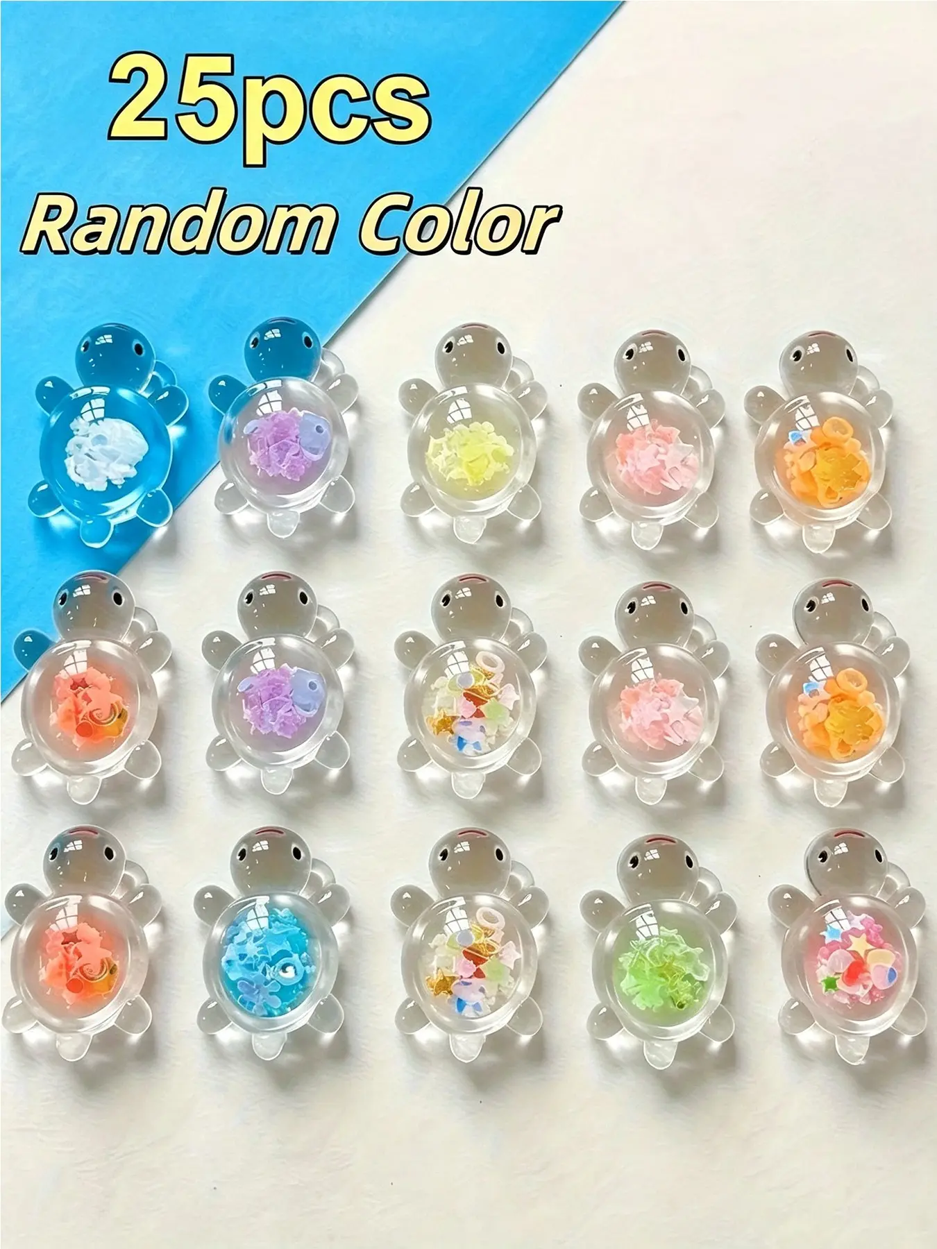 25pcs luminous turtle ornaments, decompression mini resin trendy DIY accessories, toy house decoration, fairy tale garden decoration, birthday party gifts, handicrafts, decorations, can be used for home decoration, indoor and outdoor placement.