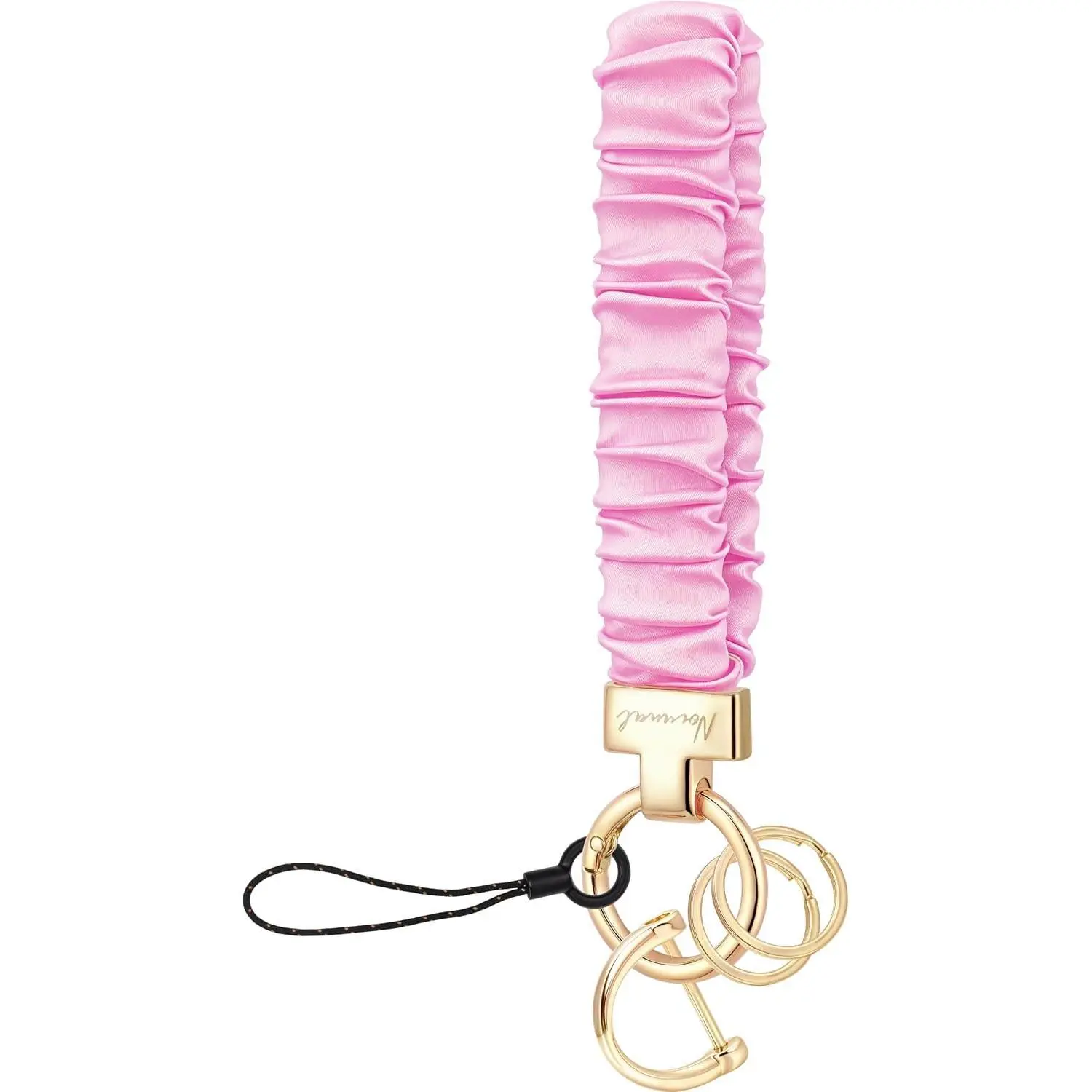 Keychain Wristlet, Cute Key Chain for Car Keys with D Ring, Stretchy Scrunchie Wrist Bracelet for Women Men