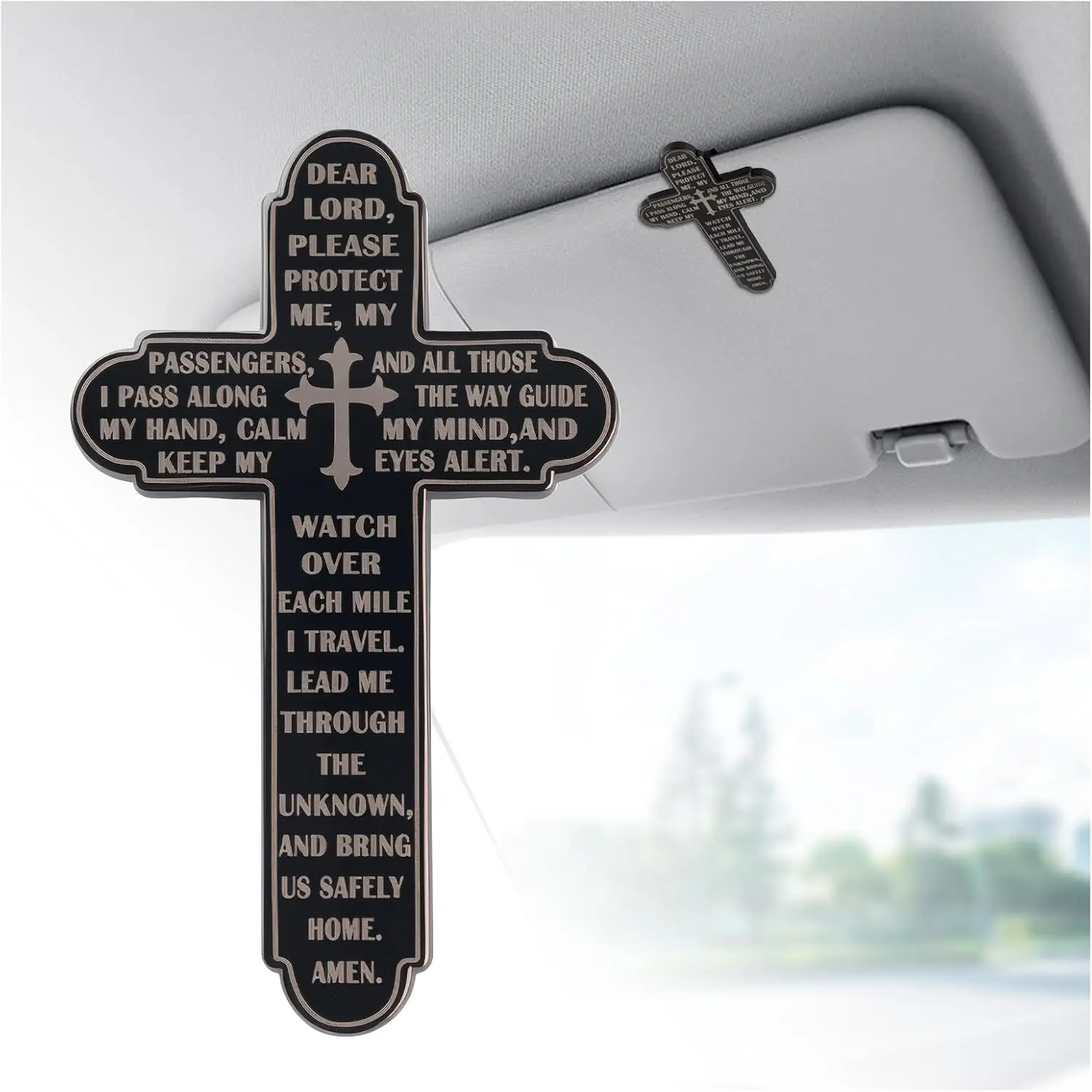 Prayer  for  Visor Clip, Sun Visor Clips for  as Blessing Safe Driving,Religious   Visors Clip Christian  Accessories as Meaningful  (Black)