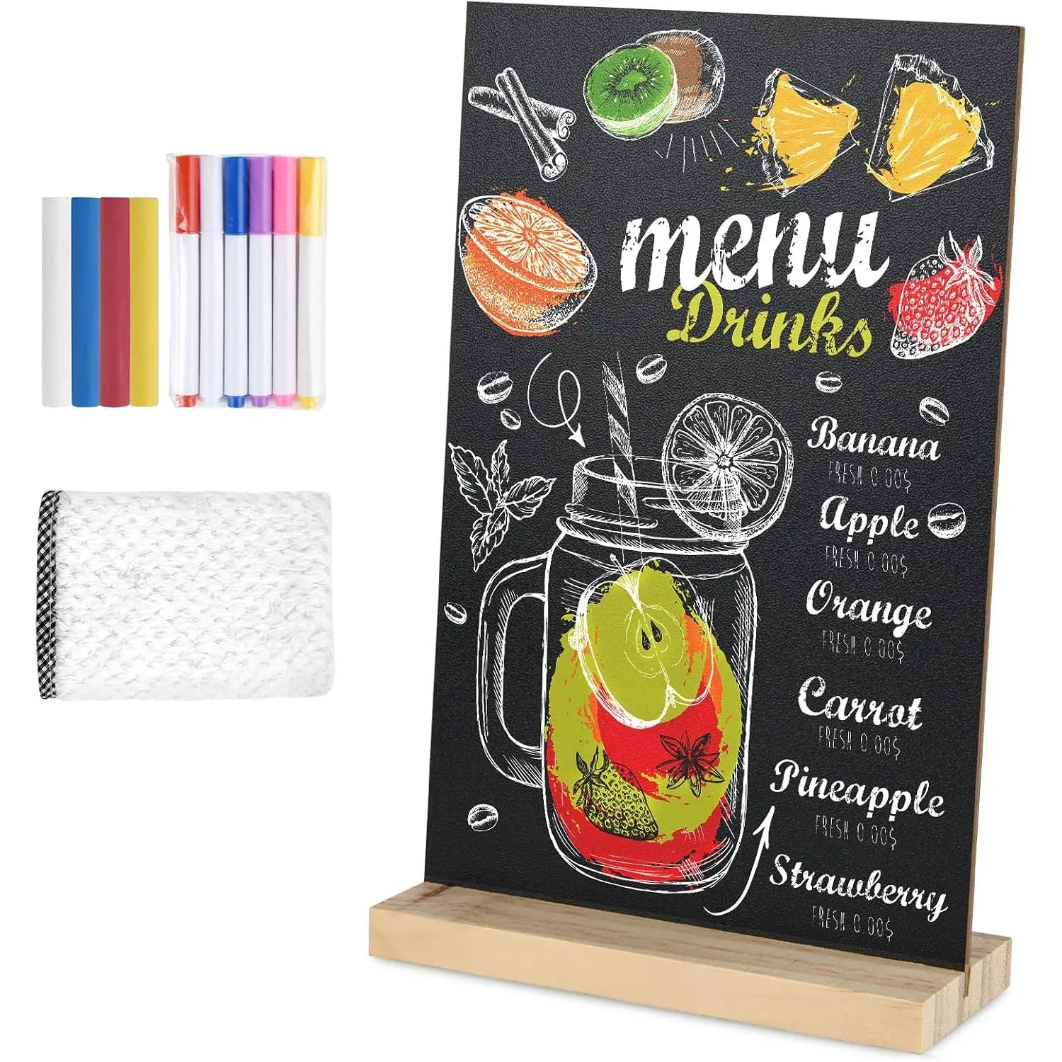 1 Pack Chalkboard 5.1x7.9 inch Small Chalkboard Sign with  Base Double-Sided Message Boards Menu Chalk Board Stand for Kitchen Wedding Bar Restaurant