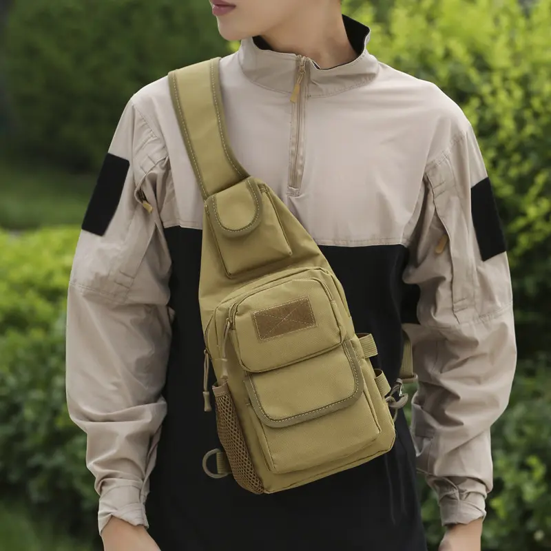 Men Stylish Tactical Chest Pack Multi Compartment Storage Lightweight Adjustable Strap Cross Sling Bag Portable Shoulder Bag for Hiking Cycling Travel Daily Commute Outdoor Sports