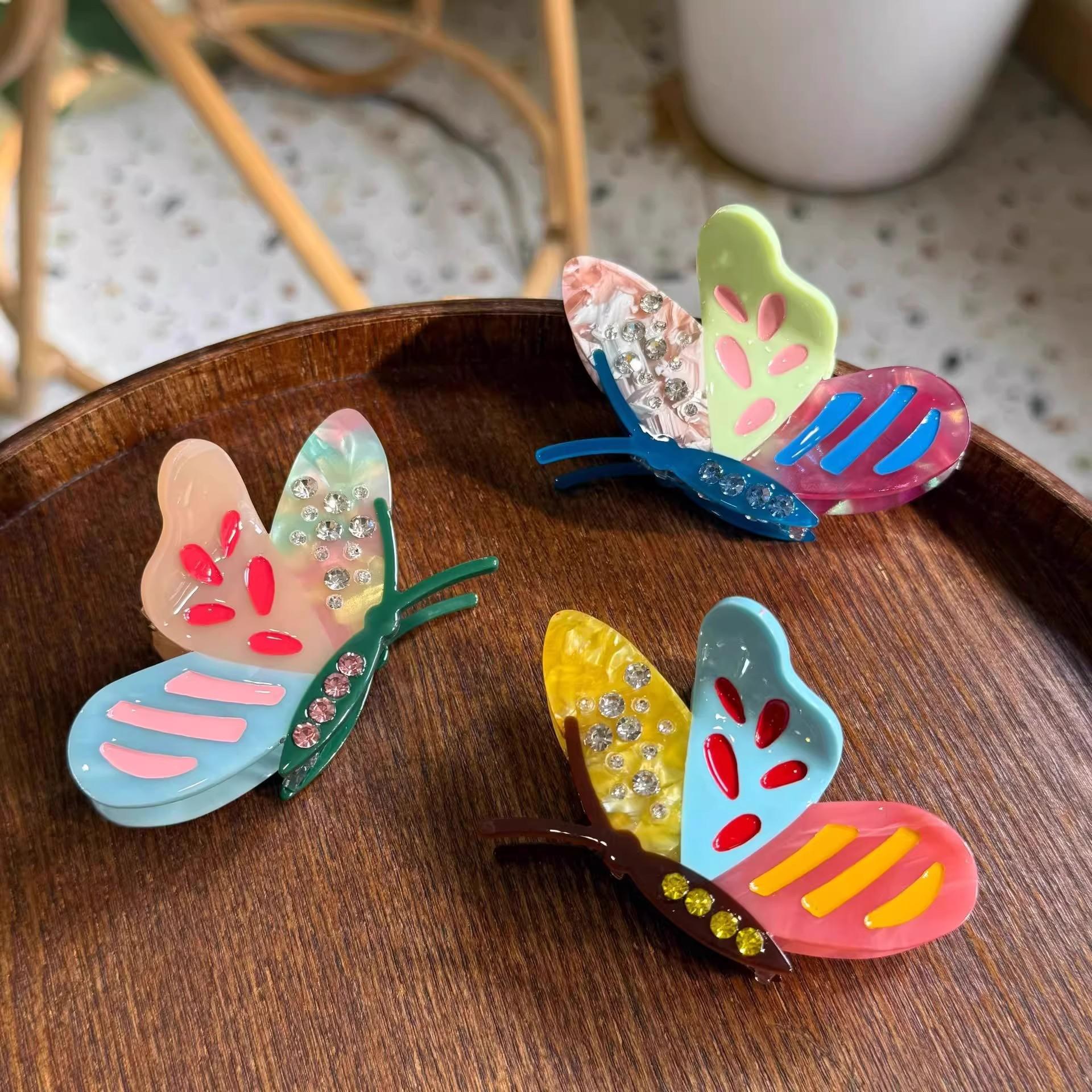 2 pcs New Butterfly Hair Clip Premium Acetate Updo Accessory |   Korean-Style Fashion Hair Clip for Women