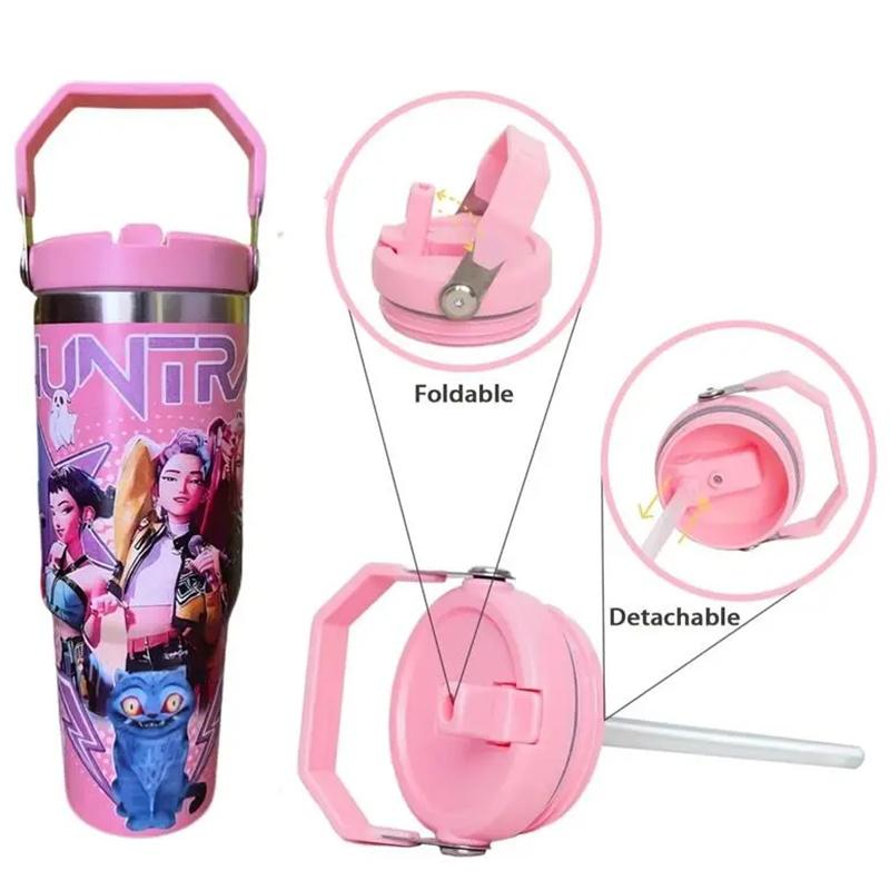 New 30oz Ice King Cup 304 Stainless Steel Handheld Car Cup Leakproof Insulated Tumbler Vacuum Insulated Straw Hunter Women Group Thermos Winter Summer Use with Straw