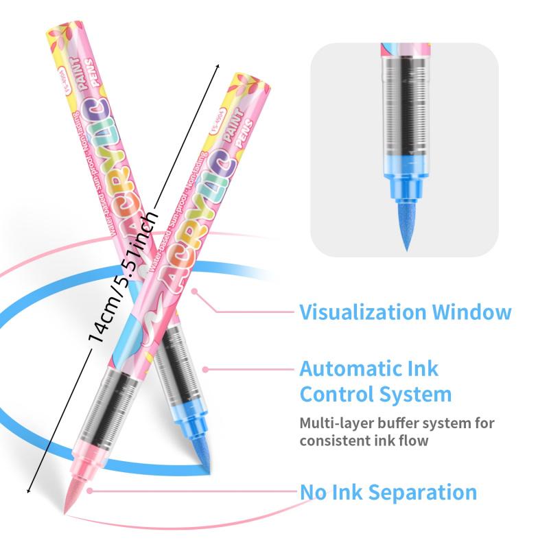 Acrylic Paint Markers, Macaron Series Set, Soft Brush Tip Water Based, Acrylic Drawing Markers, Straight liquid Markers for Wood, Canvas, Rock Painting, Glass, Diy Crafts, Fabric Paint