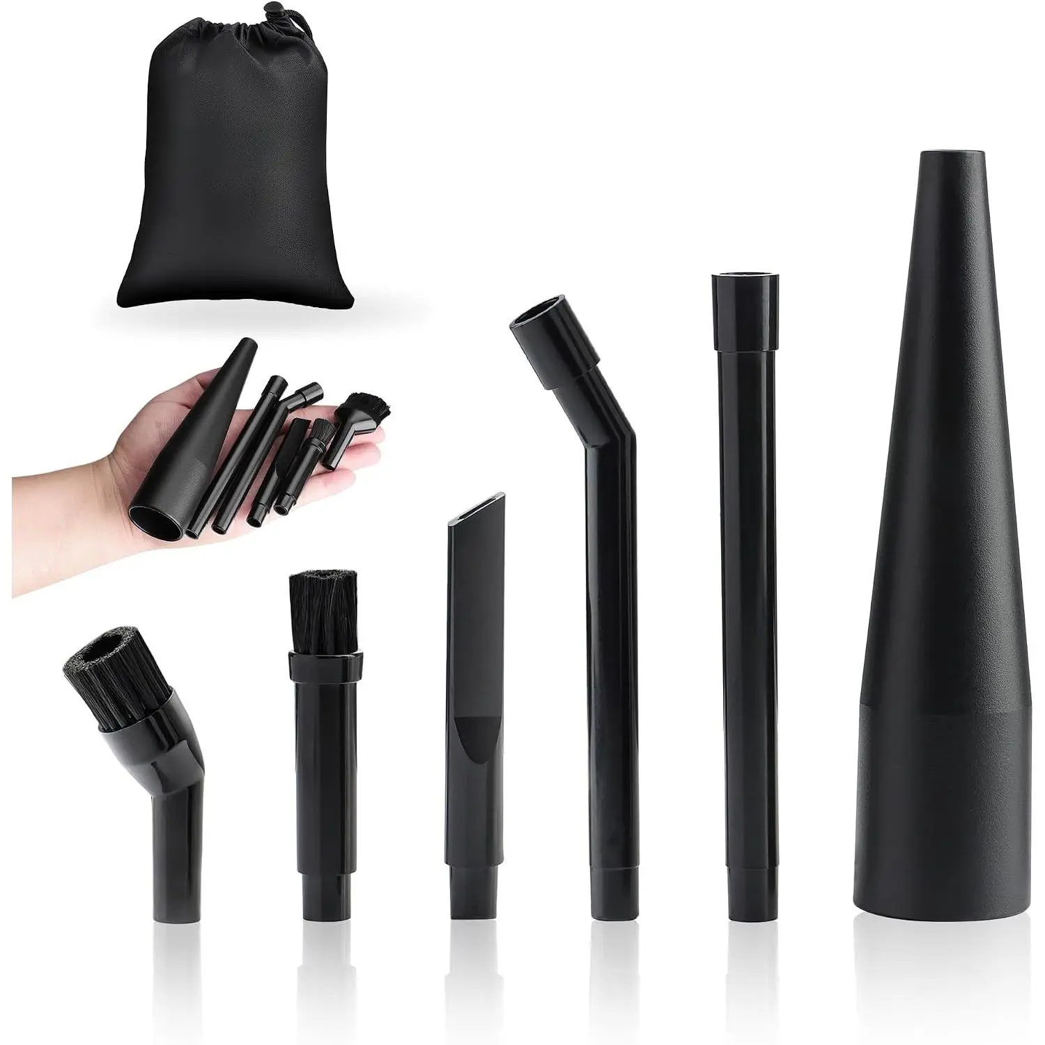 Cleaning Nozzle Kit, 1-1/4" Vacuum Attachments, 6 count | Detailed-Cleaning Attachments for Compact Wet Dry Shop Vacuum, Storage Bag Included