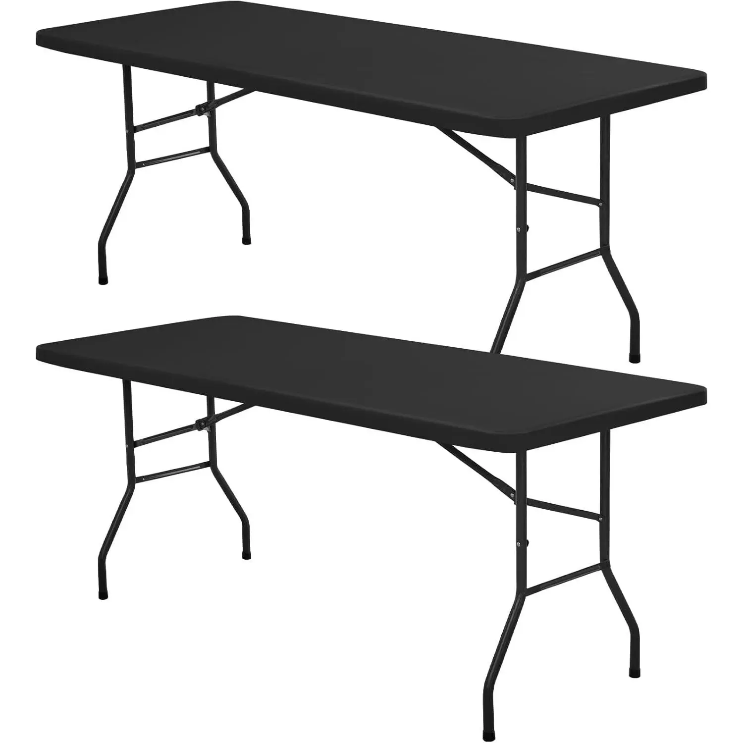 2-Pack Modern Stretch Elastic Fitted Rectangle Tablecloths - 30x60 in Black Windproof Table Covers, Reusable Protectors for 5ft Folding Tables, Home Use & Party Decorations