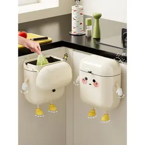 2.4 Gallon/9 Liter Kitchen Wall-Mounted Trash Can with Lid Ideal for Kitchens,Bathrooms, Offices,and Bedrooms Space-Saving and Decorative Waste Container(Cream White, DIY-Friendly)