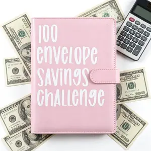 2026 New Model 100 Envelopes Money Saving Challenge A5 Budget Binder Book with Cute Stickers for 100-Day Save $5,050 Financial Success