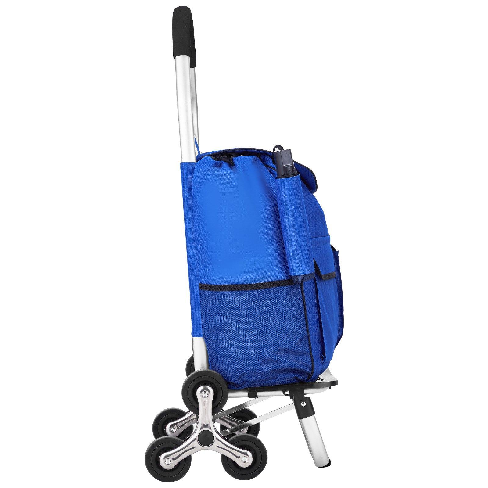 【Summerfinds】VEVOR Carbon Steel Stair Climber Trolley Dolly, 36L Foldable Compact Shopping Cart with 6 Wheels & Oxford Cloth Bag, Portable Transportation Cart with Storage Bin