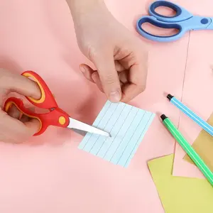 Left Kids Scissors, Lefty Safety Toddler Children Scissors with Blunt Tip Stainless Steel Blades and Soft Grip Great for DIY, Arts, Home, School Classroom Use Assorted Color 5.8Inch