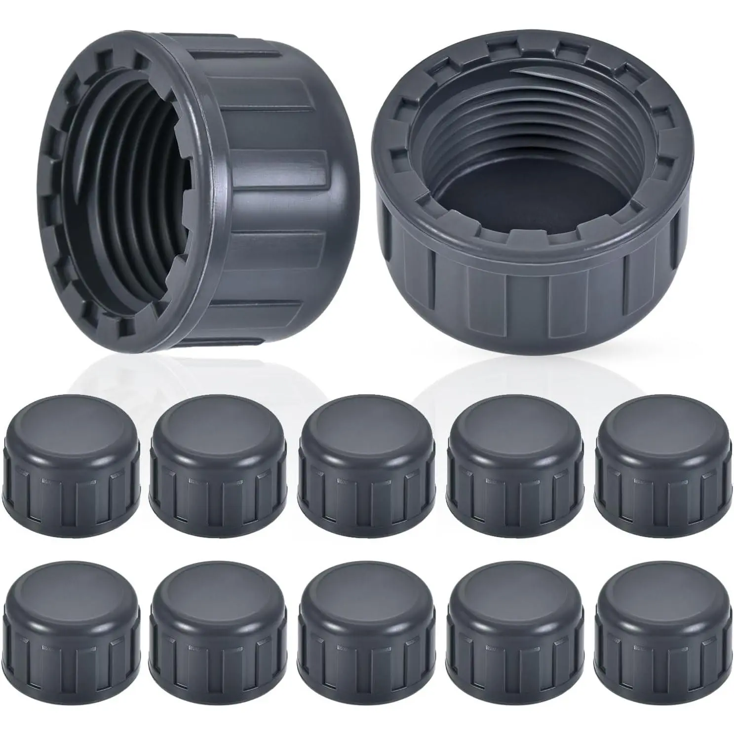 1/2" PVC Sprinkler Cap 12 count End Female Thread Pipe Plug Adapter for Irrigation, DIY Projects,Sprinkler  Cap,Plumbing Repair,Sturdy Construction With Easy Installation (1/2in Gray)