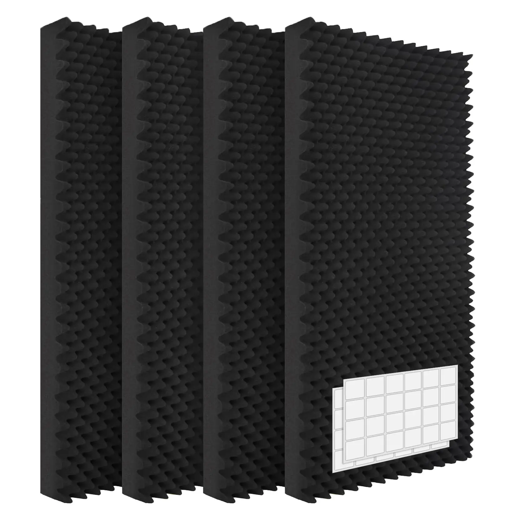 Noise Reduction Acoustic Soundproof Panels 4 Pack – 48"x24"x2" Eggshell Foam – Echo Control, Easy Install, Studio, Home Theater, Bedroom, Office