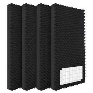 Noise Reduction Acoustic Soundproof Panels 4 Pack – 48"x24"x2" Eggshell Foam – Echo Control, Easy Install, Studio, Home Theater, Bedroom, Office