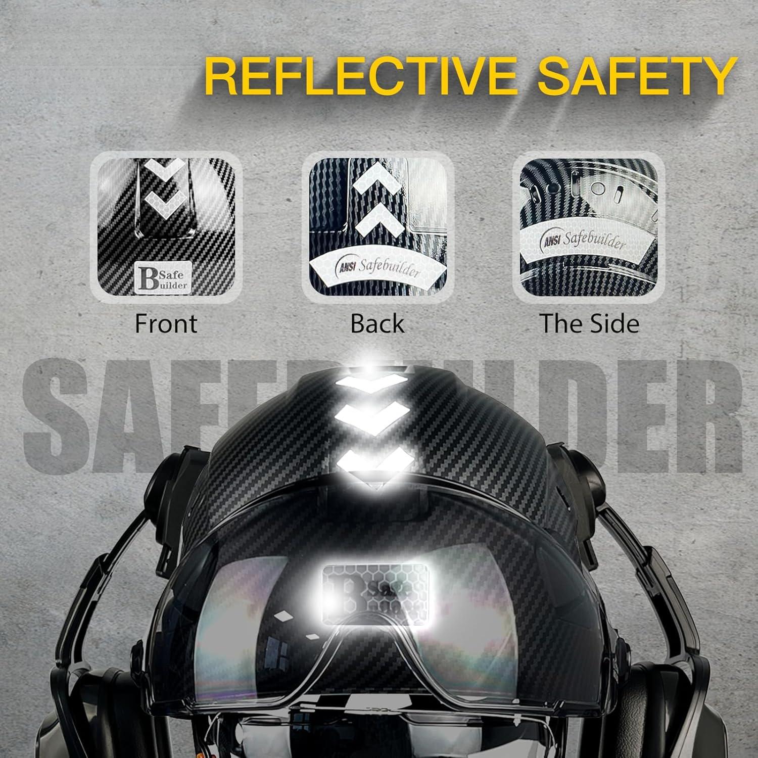 Industrial Safety Helmet with Visor Ear Muffs Hard Hat with Visor Vented Hardhats Construction Work Head Protection Face Shield Hearing Protection