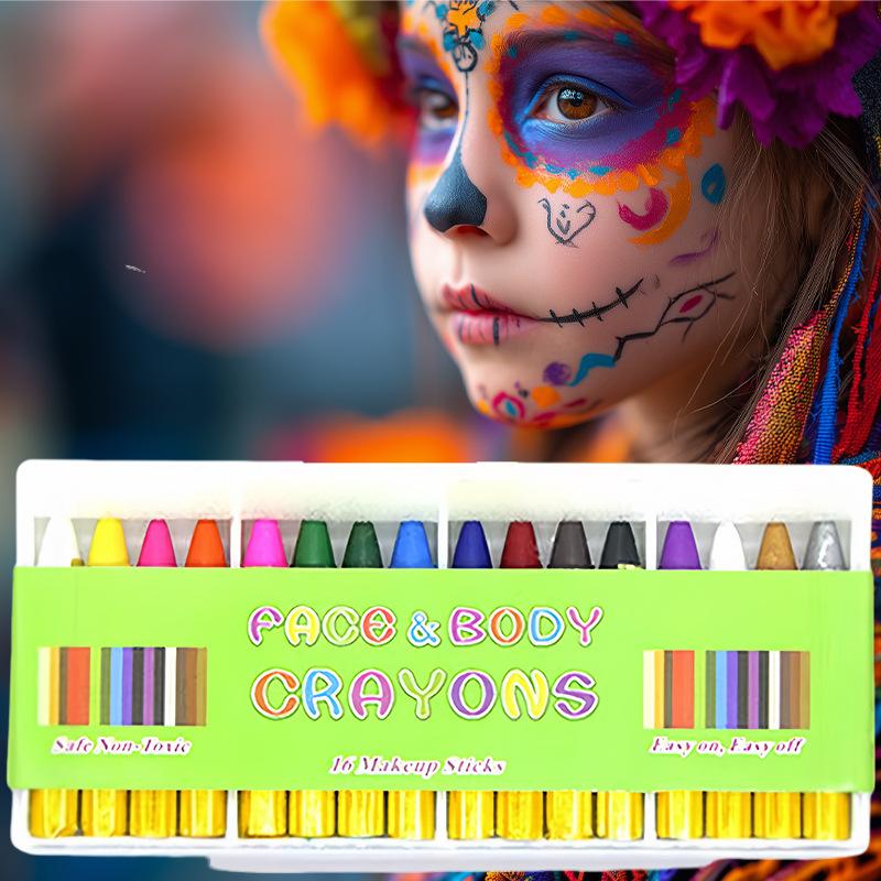 Children's 16-color DIY face paint makeup props Halloween Easter colored crayons Halloween supplies DIY hand-painted graffiti pens