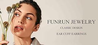 FUNRUN 12 Pcs Ear Cuffs Non Piercing for Women Adjustable Cuff Earrings Non Pierced Cubic Zirconia Ear Cuff Clip on Cartilage Fake Earrings Jewelry