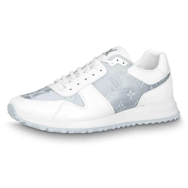 Louis Vuitton Run Away Logo Low-Top Casual Sneakers for Men – White and Gray Two-Tone Verifiable, with credentials and supporting global authentication
