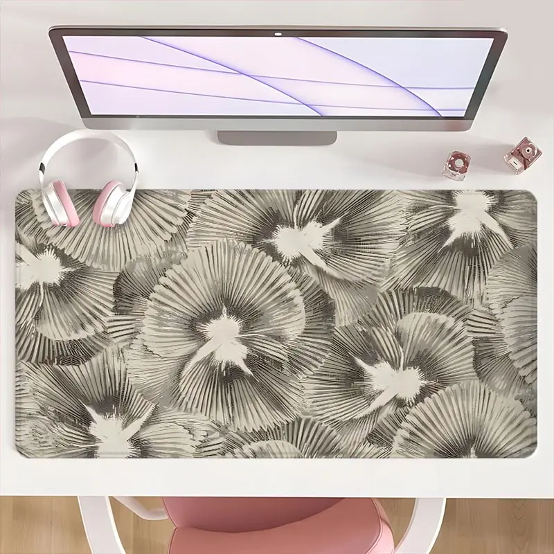 [Mouse Desk Pad] Non-Slip Mouse Pad Large Gaming Mouse Pad With Rubber Base & Stitched Edge Black White Geometric Nature Art Deco Design Desk Top Protector Mat For Home Office Christmas Gift