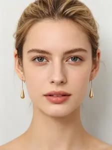 Stainless Steel Water Drop Earrings for Women, Fashionable Minimalist Irregular Hook Ear Jewelry, Ideal for Daily Wear, Work, Parties