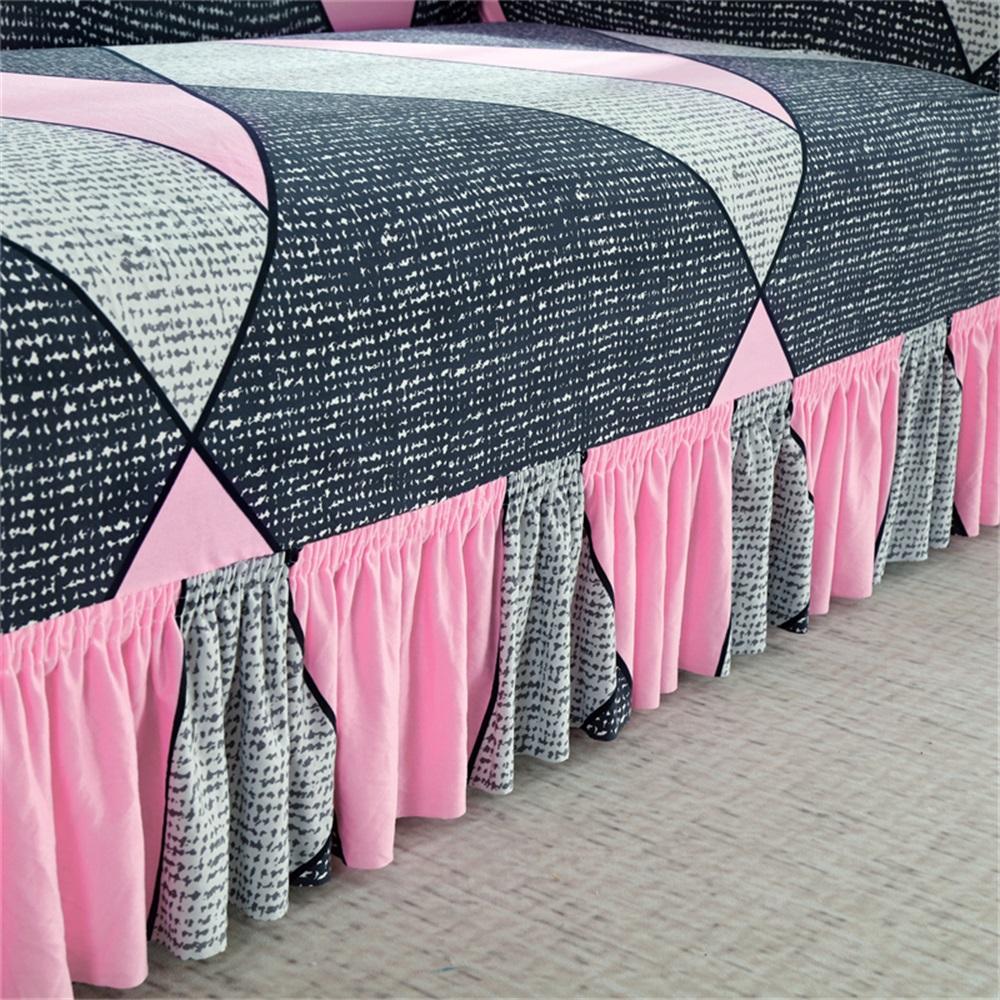Geometric Pattern Stretch Sofa Cover, Couch Cover, 1 Count Elastic Sofa Slipcover with Ruffle Trim, Dustproof Sofa Protector for Home Living Room, Sofa Protector for Home Living Room