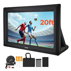 VEVOR 20FT Inflatable Projector Screen, Inflatable Movie Screen Outdoor with 250W Air Blower Projector Screen Oxford Fabric Material Blow Up Screen for Outdoor Backyard, Home Theater, Theme Party