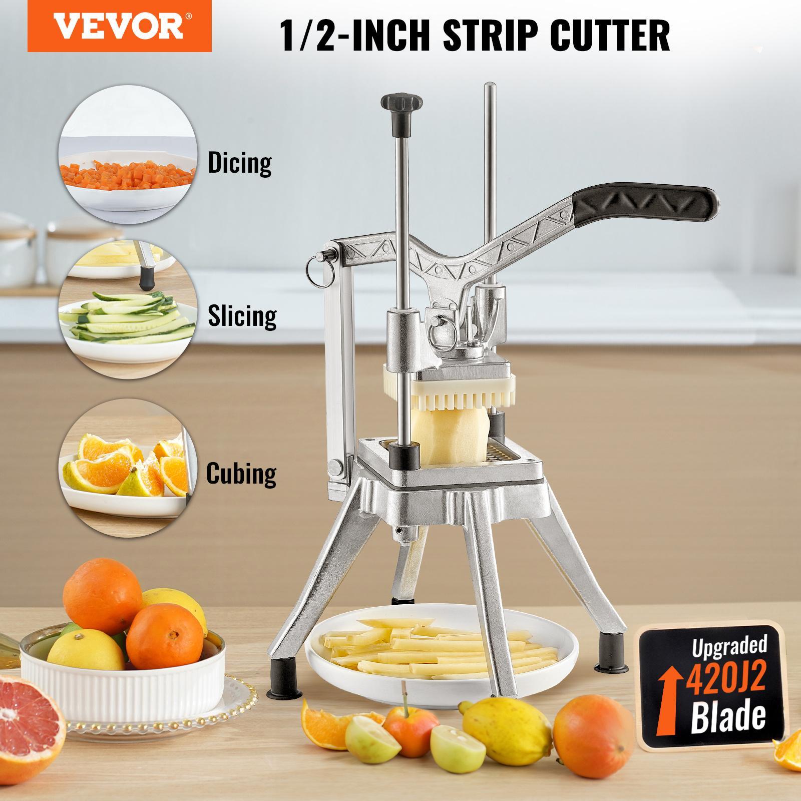 VEVOR Commercial Vegetable and Fruit Chopper with 1/4" / 1/2" Blade – Heavy Duty Professional Food Dicer, French Fry Cutter, Onion Slicer, Stainless Steel for Tomatoes, Peppers, Potatoes, Mushrooms – Sliver