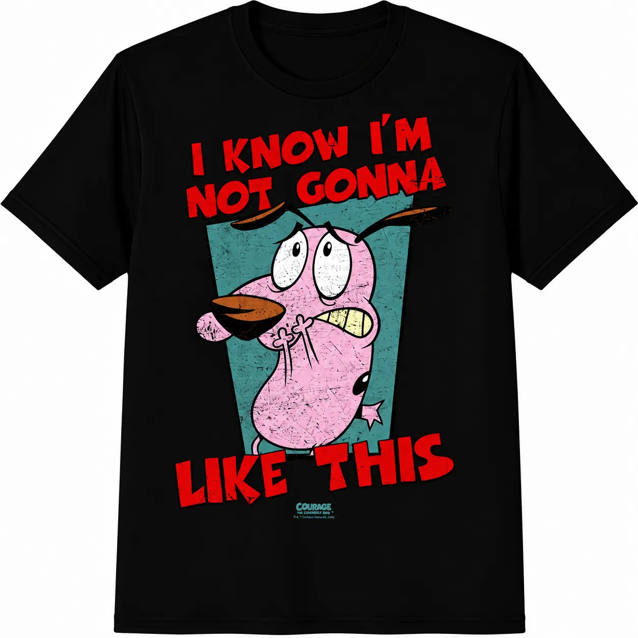 Courage the Cowardly Dog Graphic T-Shirt, Funny Unisex 90s Meme Quote, Casual 100% Cotton Shortsleeve for Friends with Dark Humor