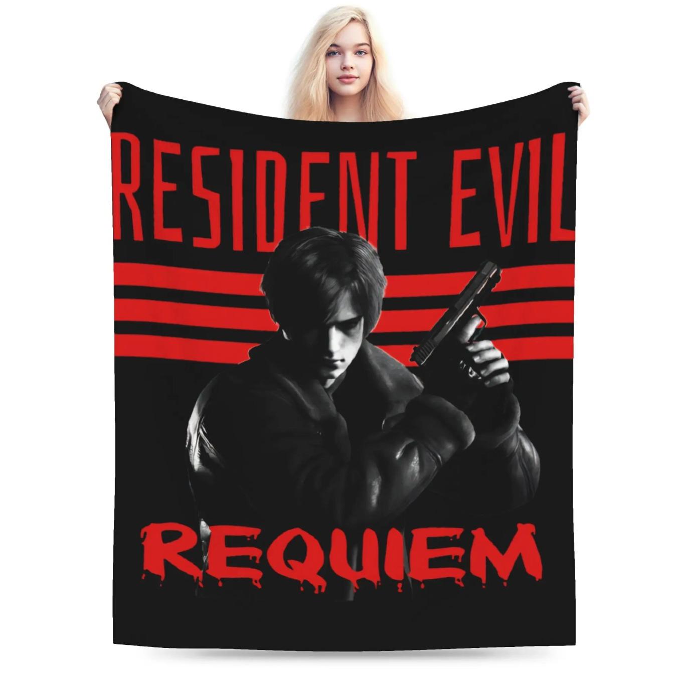 Resident Evil 9 Requiem Leon Inspired Game Throw Blanket Ultra Soft Cozy Plush Gaming Blanket for Sofa Bedroom Living Room Bedding Multiple Sizes Horror Game Fan Gift