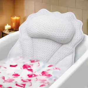 Non-Slip Bathtub Pillow Cushion with Suction Cup, Neck and Back Support Headrest, Comfortable Bathtub Pillow for Relaxation