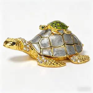 Bejeweled Turtle  Box (3"x2.2") - Zinc Alloy Trinket Box w/ Closure | Wedding Ring Organizer, Christmas  for Women (Mother/Daughter)