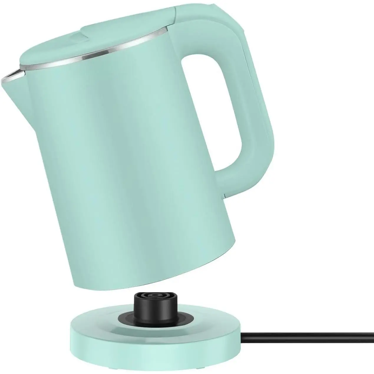 0.5L Cordless Stainless Steel Compact Electric Kettle - Fast Boil, Boil-Dry Protection, Auto Shut-Off - Ideal for Small Kitchens, Traveling (Green)