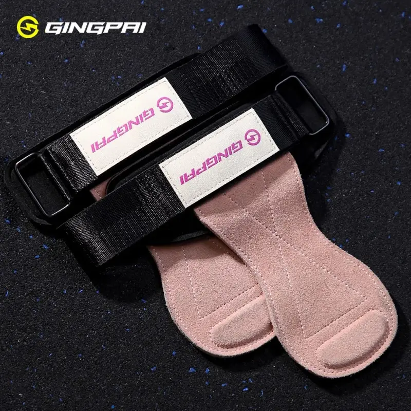 Unisex Leather Fitness Resistance Bands for Deadlifts - Wrist, Back, and Palm Support with Non-Slip Grip Assistance