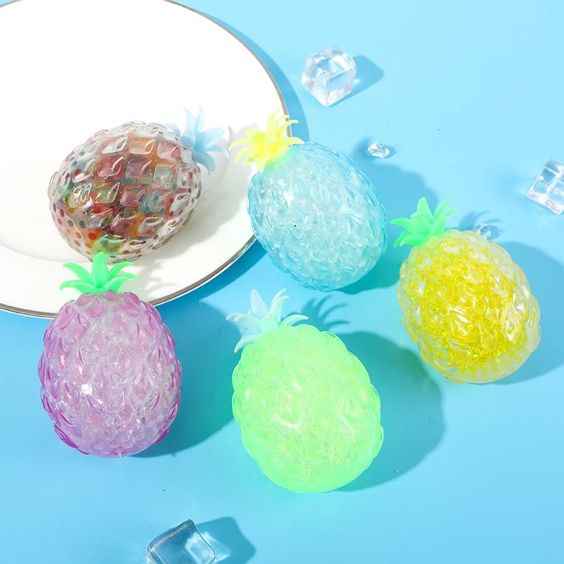 Pineapple Stress Ball Water Feeling Squishy Vent Toys Water Beads Squeeze Fidget Toy Anxiety Stress Relief Toy Sensory Squish