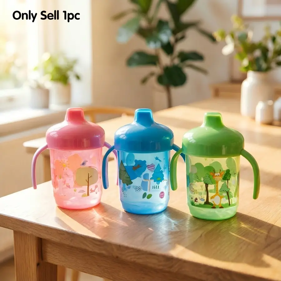 Baby Sippy Cup with Handle, Feeding Wide Mouth Learning Duckbill Drinking Cup, Portable Training Sippy Cup for Independent Drinking, Transition Sippy Cup, Polypropylene Material, Toddler Sippy Cups
