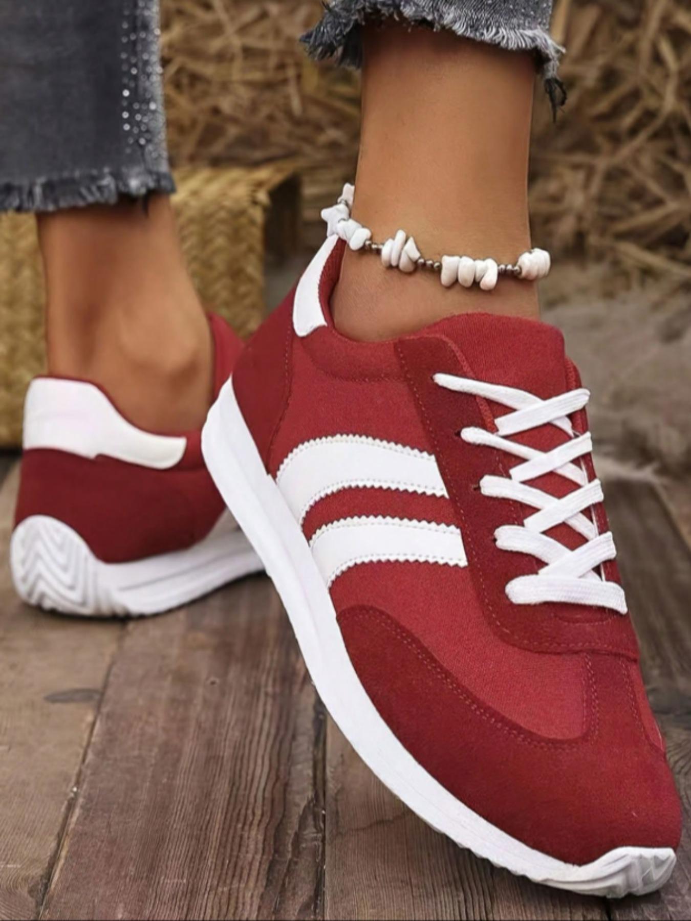 Women's Fashionable Patchwork Lace Up Low Top Sneakers, Casual Comfortable Breathable Sports Running Shoes, All-match Basic Shoes for Daily Wear, Sporty Running Shoes