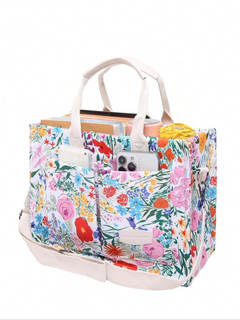 Women's Casual Minimalist Corduroy Tote Bag, Letter Patch Decor Shoulder Bag for Daily Used, Casual Trendy Versatile High-quality Daily Commuting Bag, Girl Fashionable Shopping Bag, Casual Commuter Bag