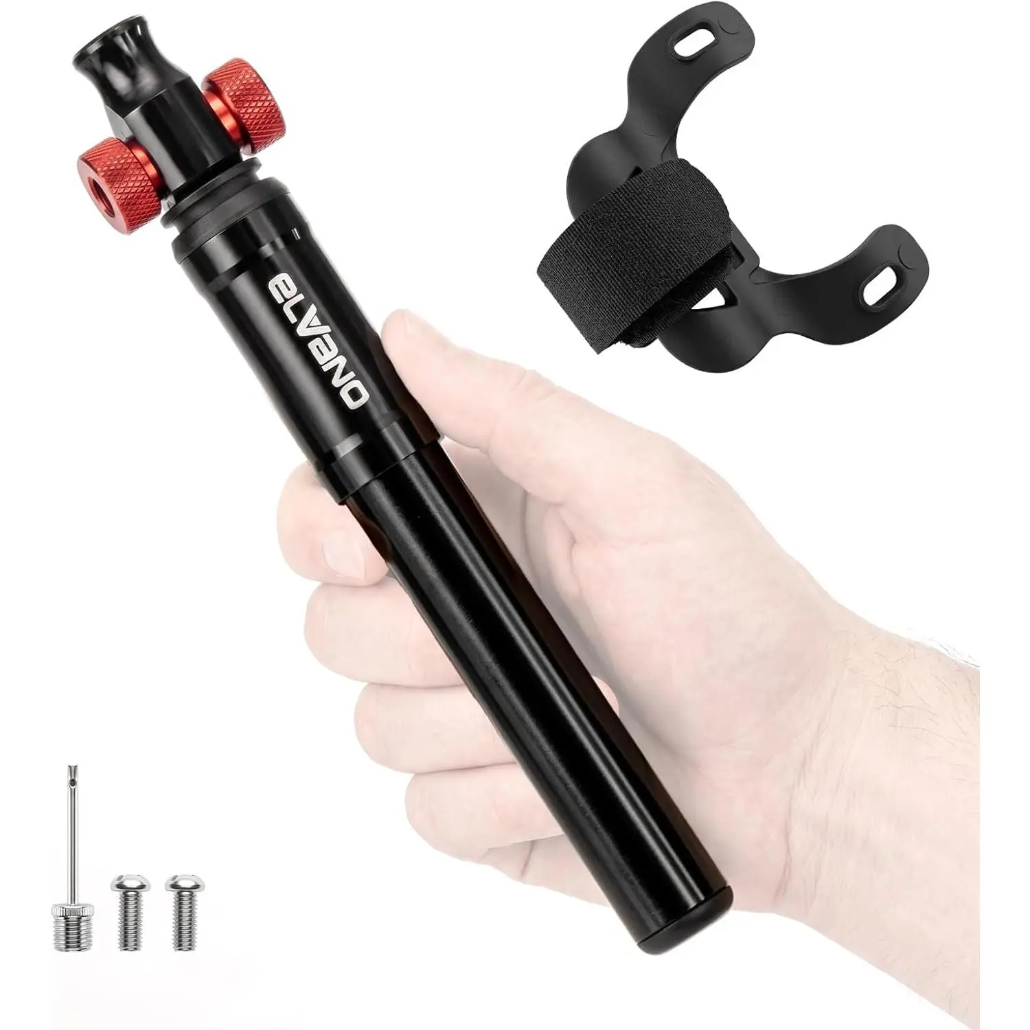 ELVANO Mini Bike Pump with CO2 Inflator: 130/160PSI Hand Pump Dual Purpose Presta and Schrader Valve - Portable Bicycle Tire Pump Without CO2 Cartridges