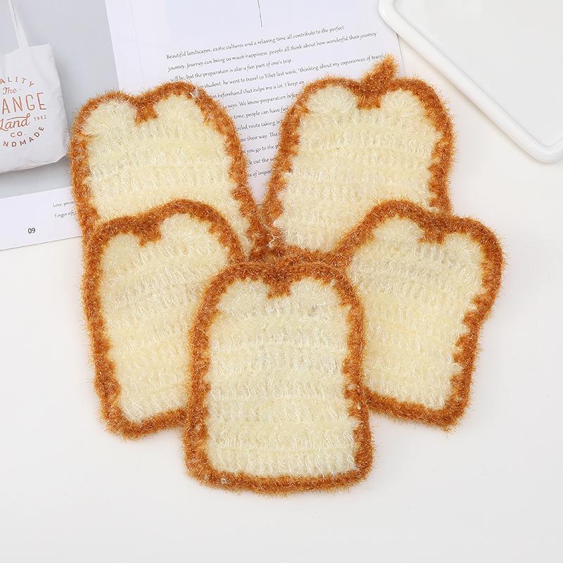 [1-3 pieces] Korean-style new toast bread dishcloth, bread-shaped bionic dishcloth, non-scratch pot cleaning cloth, thickened non-greasy dishwashing rag